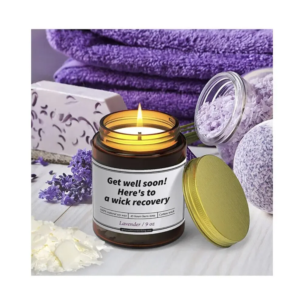Lavender 100% Natural Soy Wax Scented Candle Unique Get Well‎ Soon Gift